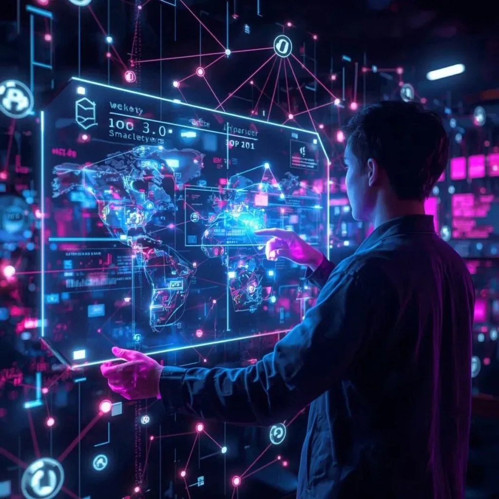 What is Web 3.0 concept showing blockchain, decentralized network and future internet technology